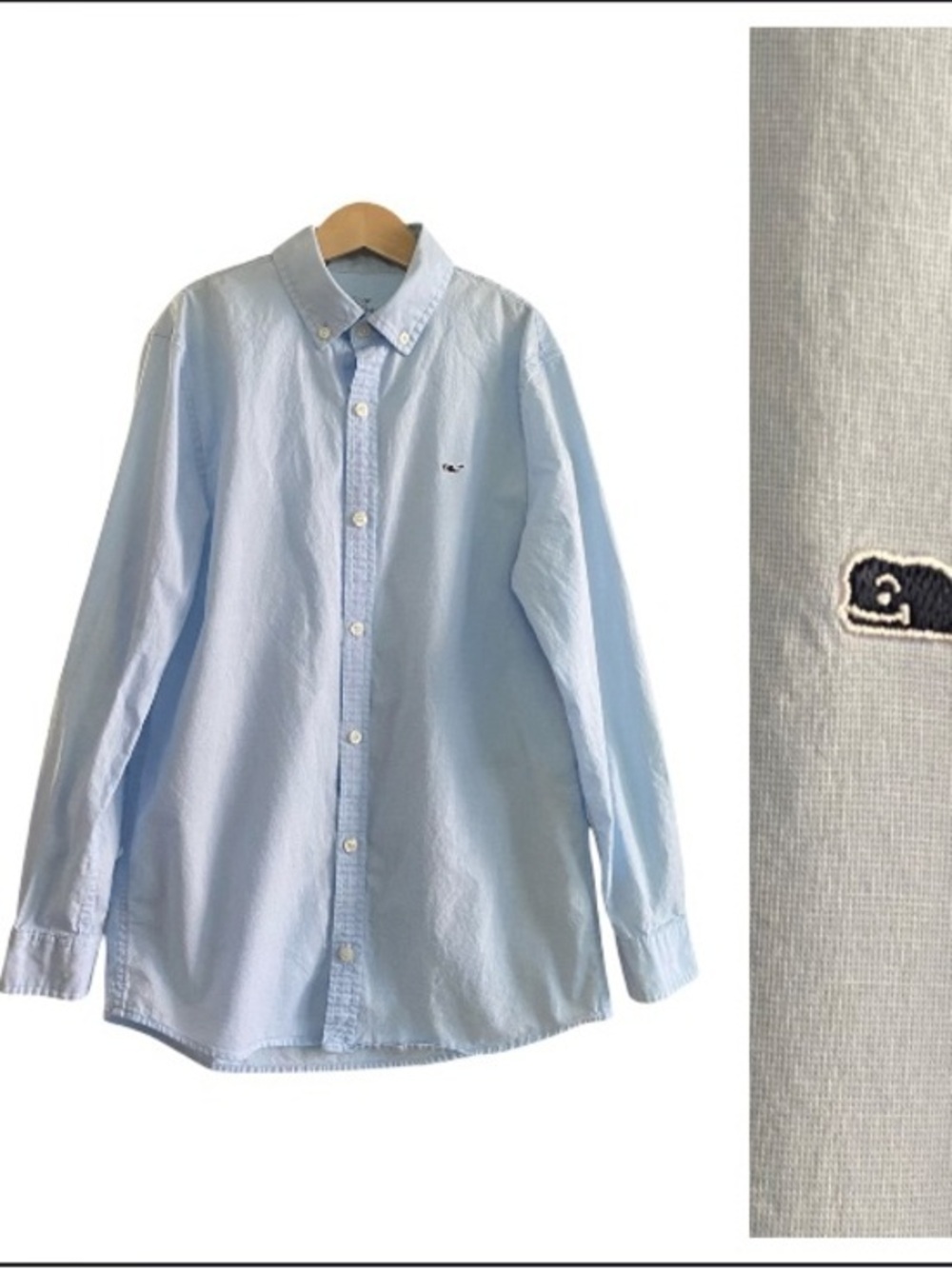 Vineyard Vines Blue End-on-End Button Down Whale Shirt Medium